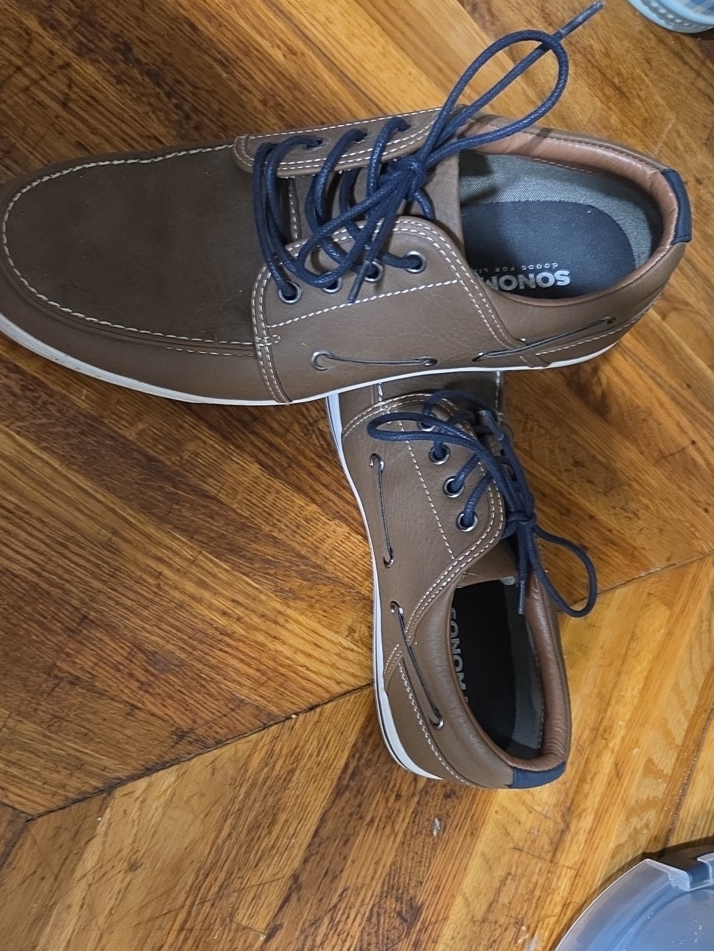 SONOMA Men's Tan and Navy Boat Shoes